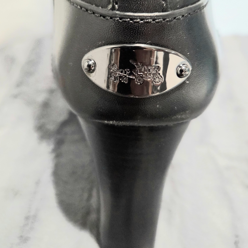 Coach Elegant Black Leather High Heel Boots - Picture 6 of 9